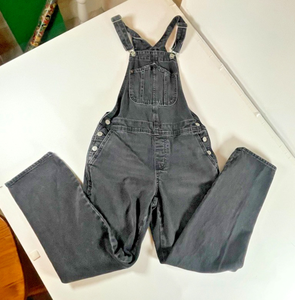 Old Navy Vtg Y2K Black Jean Denim Bibbed Overalls Womens Size 0 XS Carpenter
